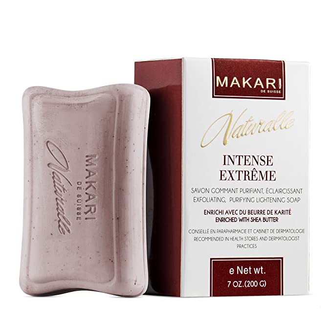 Makari Naturalle Intense Extreme Skin Lightening Soap 7oz. – Exfoliating, Purifying & Whitening Bar Soap With Shea Butter & SPF 15– Anti-Aging Cleansing Treatment for Dark Spots, Acne Scars & Wrinkles