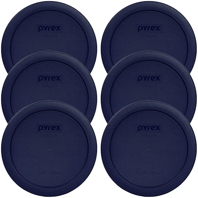 Pyrex 7201-PC Dark Blue 4 Cup Round Plastic Cover - 6-Pack