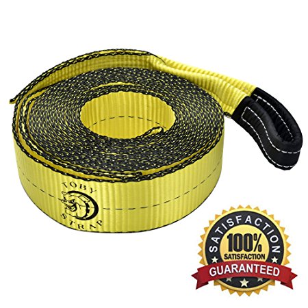 The Original Toby Strap - Heavy Duty Polyester Emergency Towing Rope Tow Strap Recovery Strap With Reinforced Loops By Kitty Group Automotive – 30 Ft. Long With 30,000 Lbs Breaking Strength