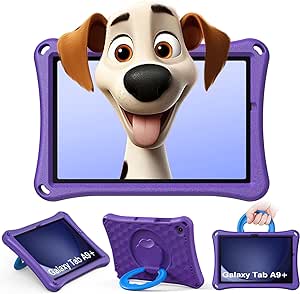 MoKo Kids Case for Samsung Galaxy Tab A9 Plus 11 Inch 2023 (SM-X210/SM-X216/SM-X218)，Lightweight EVA Kids Friendly ShockProof 360 Rotating Grip Handle Folding Stand Cover for Kids, Purple