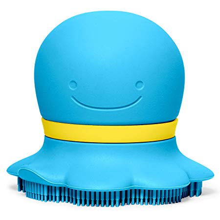 Skip Hop Moby & Friends Ultra-Soft Silicone Soap Sudsy Baby Bath Scrubber, Blue Octopus