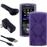Accessories Bundle Kit for Sony Walkman NWZ-E383 NWZ-E384 NWZ-E385 MP3 Player Purple