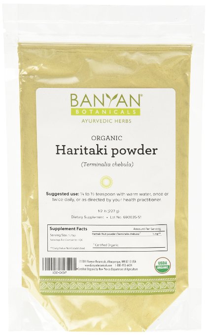 Banyan Botanicals Haritaki Powder - Certified Organic, 1/2 Pound - Terminalia chebula - Detoxification & rejuvenation for Vata*