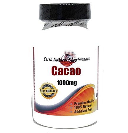 Cacao 1000mg * 200 Capsules 100 % Natural - by EarhNaturalSupplements