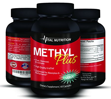 Methyl Folate 5-MTHF a Vitamin B Supreme Complex – Up to 2 Month Supply – The #1 Supplement to a Long, Healthy Life – Order Risk Free