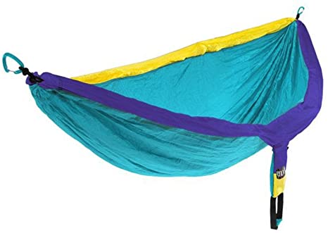 ENO, Eagles Nest Outfitters DoubleNest Lightweight Camping Hammock, 1 to 2 Person, Yellow/Teal/Purple