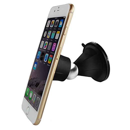 Car Mount,Yoyamo 360°Rotation Swivel Universal Smartphone Double Suction Cup Car Mount Holder Cradle With Strong Magnetic For Apple Iphone 5 5s 5c 6s 6(Plus),Samsung,HTC,LG & GPS Devices