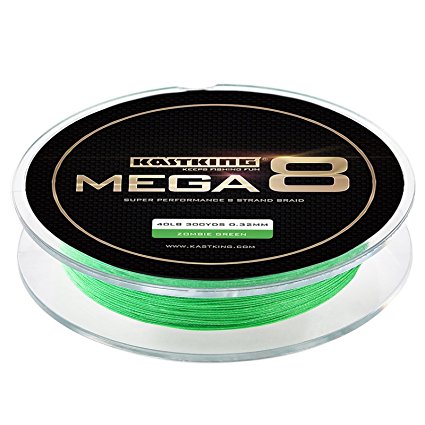 KastKing® Mega 8 Super Performance 8-Strand Braid Fishing Line - Comparable Braided Line with PowerPro 8 Slick and Sufix 832 Braid - 274M/300Yds