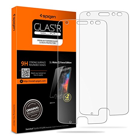 Spigen Moto Z2 Force Screen Protector Tempered Glass / Case friendly / 2 Pack for Moto Z2 Force Edition (2017)