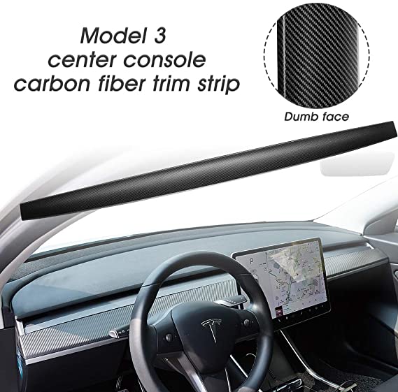 TOPlight Model 3 Real Carbon Fiber Dashboard Wrap Cover Car Central Control Instrument Panel Central Console Protection for Tesla Model 3 2017-2019 (Model 3 Real Carbon Fiber Dashboard Wrap)