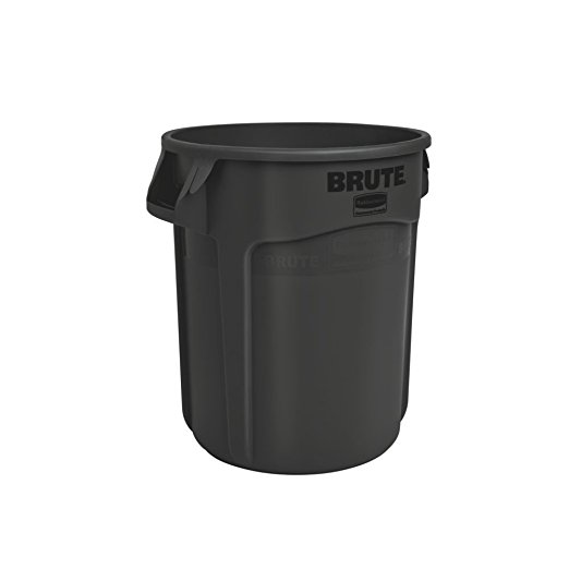 Rubbermaid Commercial BRUTE Heavy-Duty Round Waste/Utility Container with Venting Channels, 32-gallon, Black (1867531)