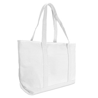 DALIX 23" Premium 24 oz. Cotton Canvas Shopping Tote Bag