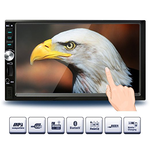 Double Din Car Stereo, 7-Inch Touch Screen Car Radio MP3/MP5/FM Player Supports Bluetooth/USB/TF with Remote Control