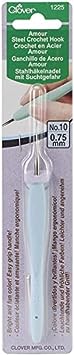 Clover 1225 Amour Steel Crochet Hook No. 10, 0.75mm , Blue