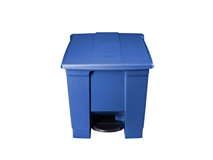 Rubbermaid Commercial 1829414 Step-On Lid Wastebasket, 8-gallon, Blue