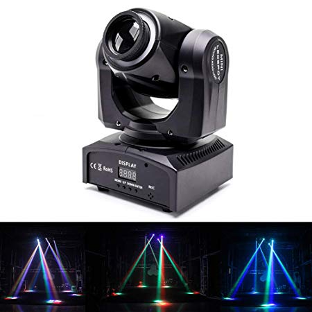 U`King Mini Moving Head Light RGBW 60W LED Strobe Stage Lighting 13/15 Channels by DMX 512 Sound Activated for DJ Disco Parties Concert Live Show