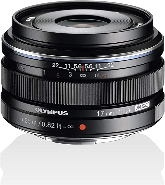 Olympus M.Zuiko Digital 17 mm F1.8 Lens, Fast Fixed Focal Length, Suitable for All MFT Cameras (Olympus OM-D & PEN Models, Panasonic G-Series), Black