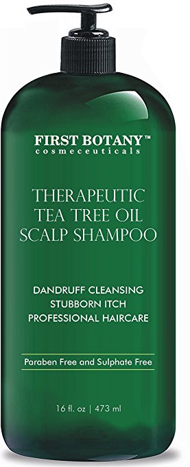 Tea Tree Oil Shampoo 16 fl oz - Anti Dandruff Shampoo Natural Essential Oil For Dry Itchy & Flaky Scalp - Sulfate Free, Anti-fungal, Anti-Bacterial Cleanser - Prevents Head Lice & Thinning