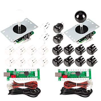 EG Starts Arcade DIY Kits Controller USB Encoder to PC Games 2 5Pin 8 Way Sticker   20x Push Buttons (2.8mm Terminal) for Arcade Joystick Mame Raspberry Pi 1 2 3 KOF Parts White/Black