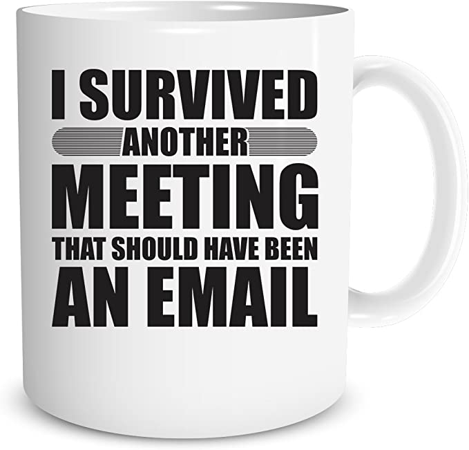 Funchious - I Survived Another Meeting That Should Have Been an Email, Funny Gift Coffee Mug for Boss, Coworker, Colleague