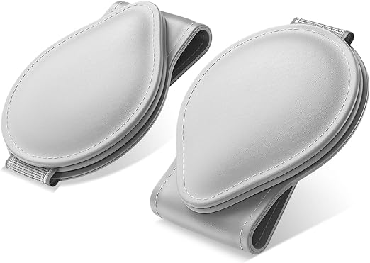 MoKo Sunglasses Holder for Car Sun Visor, 2-Pack PU Leather Magnetic Glasses Mount Holder Eyeglasses Hanger Clip Visor Accessories for All Car Models, Grey