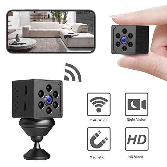 Mini WiFi Spy Camera, Wireless Hidden Camera HD 1080P 24H Live Streaming, Night Vision, Motion Detection, Magnetic Small Nanny Cam Home Security Camera, Longer Battery Life, New Android/iOS App