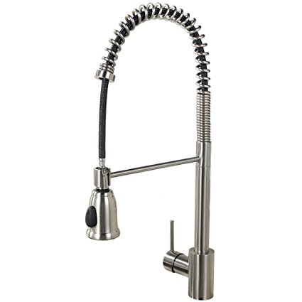 VCCUCINE Modern Commercial Stainless Steel Brushed Nickel Single Handle Pull Out Sprayer Kitchen Faucet,Pull Down Spring Bar Sink Faucets