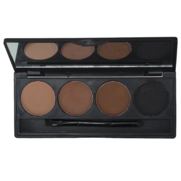 Weksi 4 Colors Pro Eyebrow Cake Powder Eye Brow Palette Makeup Shading Kit with Brush Mirror Set