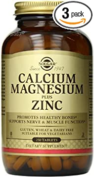 Solgar Calcium Magnesium Plus Zinc Tablets, 250 Count (Pack of 3)