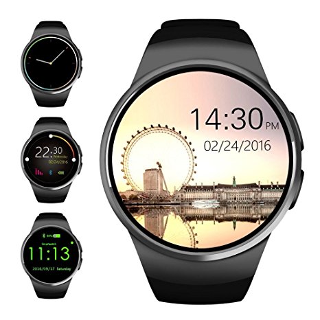 Bluetooth Smart Watch, B2Fture 1.3 inches IPS Round Touch Screen Water Resistant Smartwatch Phone with SIM Card Slot,Sleep Monitor,Heart Rate Monitor and Pedometer for IOS and Android Devices (Black)