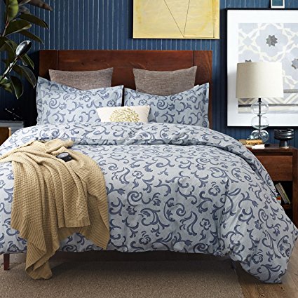 Colourful Snail 100-Percent Cotton Well Designed Classical Floral Pattern Duvet Cover Set, Ultra Soft and Easy Care, Queen/Full