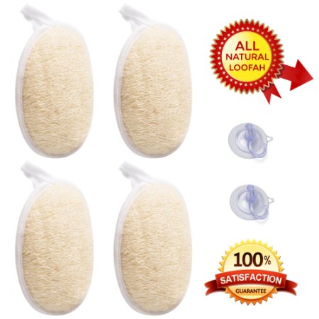 Exfoliating Loofah Pads (4 Pack) - Shower or Bath Sponge for Men & Women - Effective for Fighting Acne