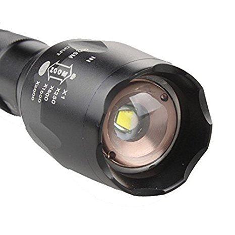 Atomic Beam USA 5000 Lumens, 5000 LUX Tactical FlashLight As Seen On TV - New Zoomable CREE T6 LED 18650 Flashlight Focus Torch Zoom Lamp Light