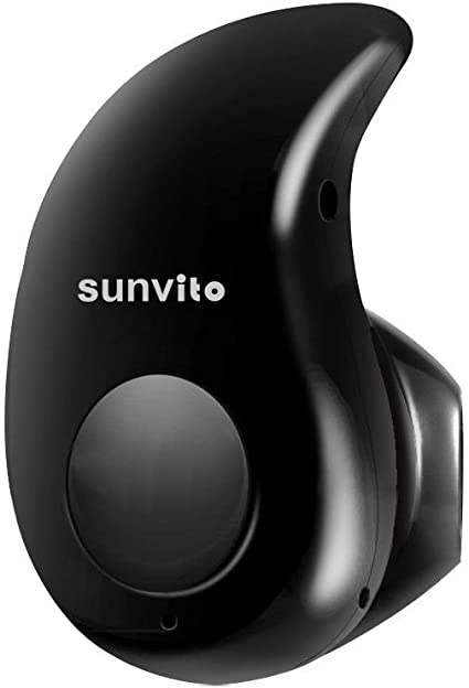 Sunvito Ultra Small Bluetooth 4.0 Headset Headphone Earphone Mini Invisible In-ear wireless Headphones Support Hands-free Calling For Smartphones with Bluetooth (Black)