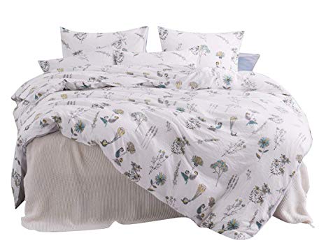 ughome Floral Duvet Cover Set King Printed Soft Lightweight Duvet Comforter Cover with 2 Pillowcases (Flowers, King)