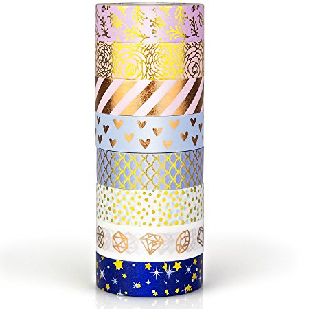 LittleCraftCo Exclusive Premium Washi Tape - 8 Rolls. Create Unique Decorative Crafts   Beautify Bullet Journals or Planners Easily! Gorgeous and Patterns For Kids & Scrapbooking!