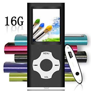 Tomameri - Digital and Portable MP3 / MP4 Player with Rhombic Button (16 GB Micro SD Card Included), Supporting E-Book Reader, Photo Viewer, Video, FM Radio and Voice Recorder - Black
