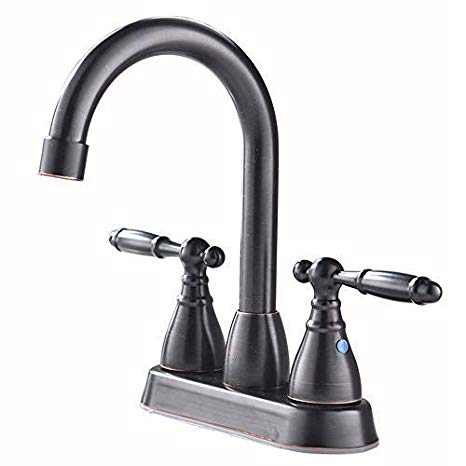 VCCUCINE Antique Solid Brass Two Handle Oil Rubbed Bronze Bathroom Sink Faucet, Lavatory Vanity Bathroom Faucet