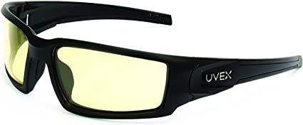 Uvex by Honeywell Hypershock Safety Glasses, Black Frame with Amber Lens & HydroShield Anti-Fog Coating (S2942HS)