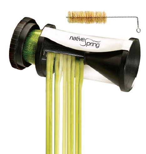 Spiral Vegetable Slicer, Hand Held with Cleaning Brush. Zucchini and Carrot Veggie Pasta Maker