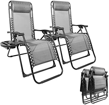 Yangming Galion Reclining Zero Gravity Chair (Set of 2), Dark Gray