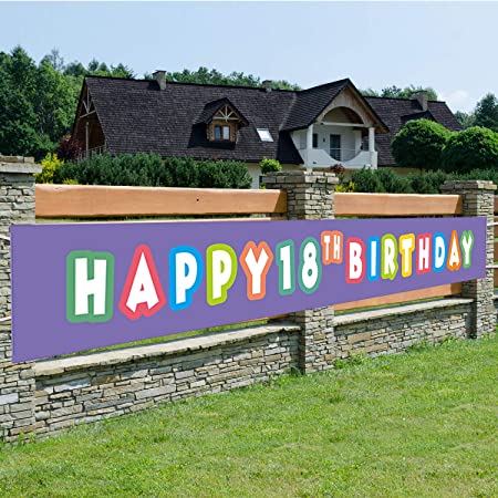 Purple Happy 18th Birthday Banner, 18th Birthday Party Sign, 18 Bday Party Supplies Decorations …