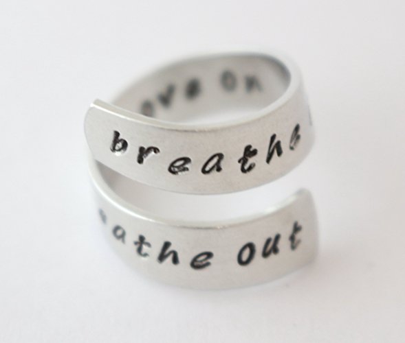 Breathe In Breathe Out Move On Wrap Ring - Twist Handstamped Ring