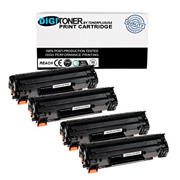 TonerPlusUSA Digitoner New Compatible HP CE285A 85A Laser Toner Cartridge for HP Laserjet M1132, HP M1212Nf MFP, M1217Nfw Mfp, P1102, P1102W, 1102W, M1130, M1210, Black, 4 Piece