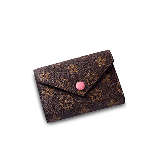 SUNNY Famous Brand Womens Monogram Canvas Wallet on Sale Mini Credit Card Case Flower Designer Purse Card Holder