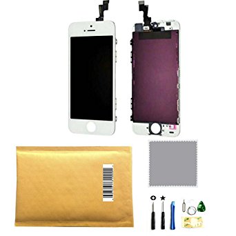 Replacement LCD display Touch Screen Digitizer Assembly for iPhone 5Swith free tools (White)