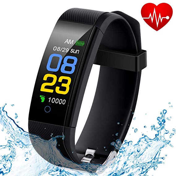 Fitness Tracker Waterproof with Heart Rate Monitor, Blood Pressure Monitor, Sleep Monitor, Pedometer Smart Watch for Walking, Calorie Counter, Call/SMS Reminder for Kids Women and Men