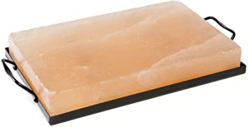 Charcoal Companion CC6301 Himalayan Salt & Salt Set / 8in x 12in Salt Plate with Holder, Natural