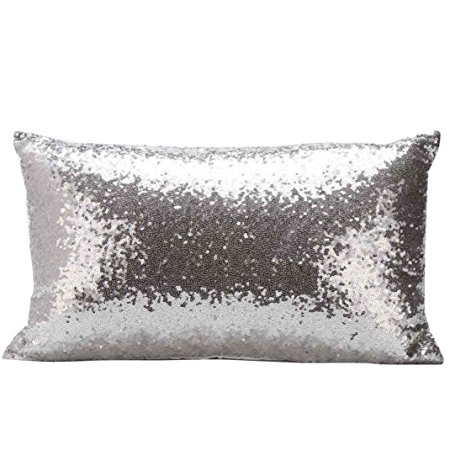 Hot Sale ! 30X50 CM Pillow Case, Ninasill Exclusive New Fashion Sequins Sofa Bed Home Decoration Festival Pillow Case Cushion Cover (Silver)