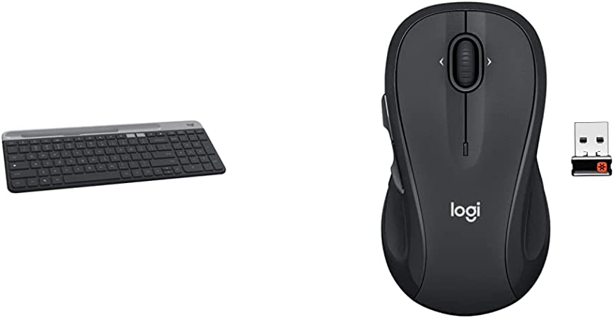 Logitech K580 Slim Multi-Device Wireless Keyboard & M510 Wireless Computer Mouse for PC with USB Unifying Receiver - Graphite